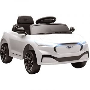 Voiture &eacute;lectrique enfant - AIYAPLAY - Ford Mustang Mach-E sous licence officielle, 12 V, t&eacute;l&eacute;commande 2,4 G - 92x55x44cm - blanc