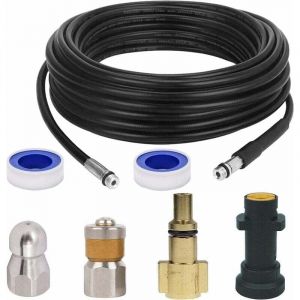 Kit de nettoyage de canalisations - Tuyau d'&eacute;gout pour nettoyeurs haute pression K&auml;rcher K2, K3, K4, K5, K6, K7 et Lavor - 15M - Tuyau d'&eacute;gout Kit de