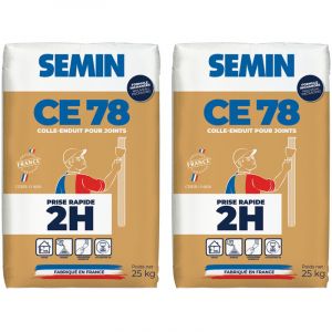Semin - Enduit pour Joints de Plaques de Pl&acirc;tre ce 78 - Temps de Prise 2 Heures - Sac de 25 kg (Lot de 2)