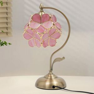 LED Lampe de Chevet Moderne - Abat-Jour en Verre & Pied Laiton - Lumi&egrave;re Chaude 2700K - Ampoule E27 - Pour Chambre & Salon (Prise UE)