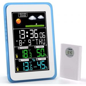 Station Meteo Interieur Exterieur Sans Fil,Station M&eacute;t&eacute;o Sans Fil,Thermom&egrave;tre Hygrom&egrave;tre Barom&egrave;tre Int&eacute;rieure Ext&eacute;rieure avec Capteur LED Ecran