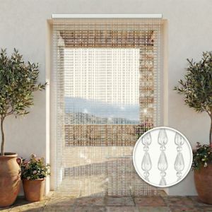 Rideau m&eacute;tallique avec perles transparentes pour porte et fen&ecirc;tre - tige en PVC et fils d&eacute;coratifs en polyester Cm. 120x220
