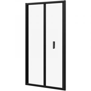 Porte de douche pour niche 80 cm ouverture livre Profil&eacute;s aluminium Noir mat Verre transparent 6mm Ajustable 79-81cm h190 Mod. Capri