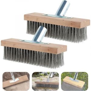 Lot de 2 balais m&eacute;talliques 30 x 7 cm - Balai m&eacute;tallique - Balai en acier inoxydable - Pour manche en bois, balai de rue de jardin, mauvaises herbes
