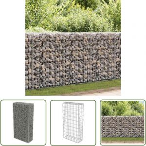 The Living Store - Mur en gabion avec couvercles Acier galvanis&eacute; 50x20x100 cm - Mur En Gabion - Cloture Metallique - Cloison Decorative - Panneau De