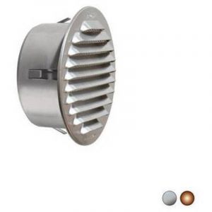GRILLE RONDE EN M&Eacute;TAL &Agrave; ENCASTRER AVEC ENTR&Eacute;E EN PLASTIQUE Dimensions : Cuivre D. 150 mm - Entr&eacute;e 115 mm