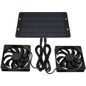 Kit De Ventilateur Solaire, 10W ventilateur solaire pour serre, Double Ventilateur Solaire Portable pour Grenier Serre Poulaillers Abri Animal de