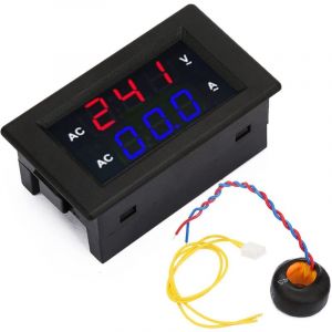 Gistuch - Ampèremètre de Voltmètre, ac 100300V 0-50A Multifonction Voltmètre Affichage Numérique à led avec Transformateur(Rouge Bleu)