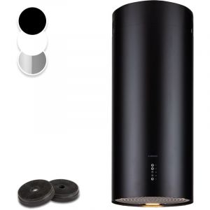 Klarstein - Hotte aspirante bolea - hotte d'îlot ø38 cm évacuation/circulation d'air 600 m³/h led + filtre à charbon actif - noir