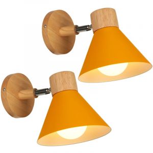 2X) Applique Murale Interieure Rétro Lampe Murale Métal E27 Applique Murale Vintage Pour Salon Chambre Salle De Bain (Orange)