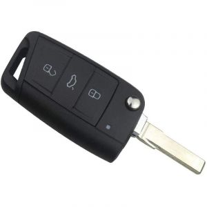 Coque Clé pour VW Polo Golf 7 T-Roc Tiguan Jetta Seat Ibiza Leon Ateca Arona Toledo Skoda Fabia Octavia Karoq - télécommande 3 Boutons
