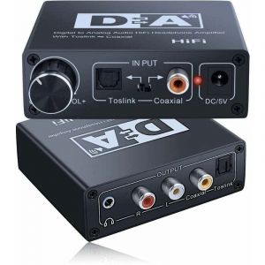 Convertisseur dac - Amplificateur Hifi - Numérique vers analogique - 2 prises rca 3,5 - Coaxiale optique biretionnelle - Contrôle du volume et