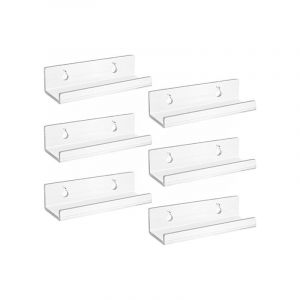 Lot de 6 Support Vinyle Mural en Acrylique Transparent, Etagere Transparente, Petite Etagere Murale, Étagère Murale Flottantes pour Vinyle, Panneaux,