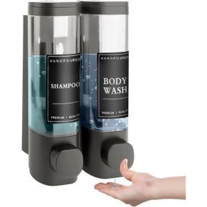 Distributeur de Savon Mural, Distributeur Gel Douche, Distributeur Double de Shampoing et Apr&egrave;s-shampoing sans Per&ccedil;age abs pour Salle de Bain Cuisine