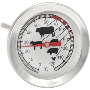Thermom&egrave;tre &agrave; r&ocirc;tir en acier inoxydable - thermom&egrave;tre &agrave; viande analogique jusqu'&agrave; 120 &deg; c - thermom&egrave;tre pour barbecue - aiguille &agrave; viande