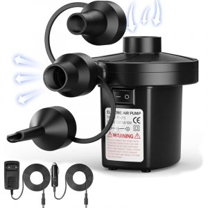 Pompe &agrave; Air &Eacute;lectrique Gonfleur D&eacute;gonfleur - AC 240V/DC 12V, 5K Pa Pompe &eacute;lectrique avec 3 Buses pour Matelas Camping, Sofa Gonflable, Matelas