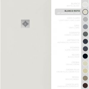 SOULBATH Receveur de Douche -R&eacute;sine -Gel Coat -Texture Lisse/Pierre -Antid&eacute;rapant -Couleur Blanc Cass&eacute; - 130x100- Extra plat 3cm. Bonde de Vidage