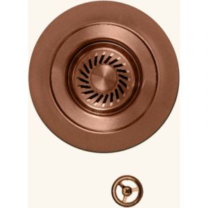 Vidage Bonde manuelle &eacute;vier 1 bac granit r&eacute;sine HARMONIE inox PVD cuivre - Siphon gain de place