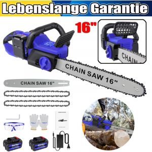 Dayplus - Tronçonneuse à chaîne électrique sans fil 16' Tronçonneuse à chaîne manuelle avec chargeur/2tlg batterie