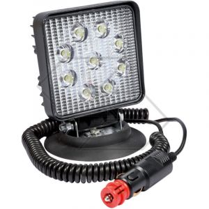 Lampe de travail machine agricole 9 LED avec base magn&eacute;tique 12 / 24 V 2000 L A28412