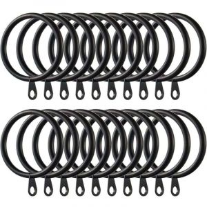 40Pi&egrave;ces Anneaux de Rideau, Anneaux de Suspension en M&eacute;tal de Rideaux pour Rideaux et Tringles, 38mm Diam&egrave;tre Int&eacute;rieur (Noir)