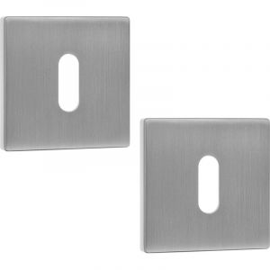 Plaque de cl&eacute; carr&eacute;e &agrave; rosace pour poign&eacute;e de porte int&eacute;rieure argent&eacute;e Kuchinox