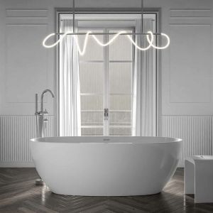 Bernstein - Baignoire îlot moderne design en acrylique pour salle de bain, isolation thermique - Blanc mat - 170x80x58cm - belaqua - Options au choix