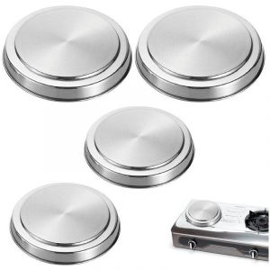 Protection Cuisini&egrave;re &eacute;lectrique, couvre plaque en acier, Lot de 4, Acier inox, &oslash;16 et 20 cm, mat