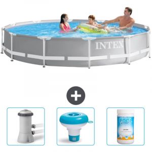 Intex - Piscine ronde prisme frame 366 x 76 cm - Grise - Incluse Accessoire CB77