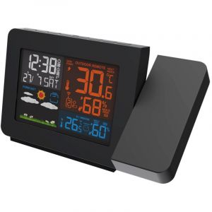 Station m&eacute;t&eacute;o projection, &eacute;cran couleur &eacute;lectronique, projection multifonction, pr&eacute;visions m&eacute;t&eacute;o, r&eacute;veil m&eacute;t&eacute;o