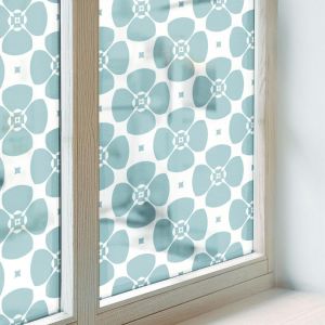 Anti Regard Film pour Vitre 50x100 cm PVC pour Chambre Cuisine Salle de Bain Coll&eacute;s sur le Verre D&eacute;coratif Vitrail Protection Adh&eacute;sif sym&eacute;trie florale