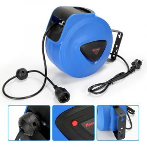 Tolletour - enrouleur electrique automatique Enrouleur automatique de câble 20 m boîtier plastique cordon 1,5m pivotable 180°