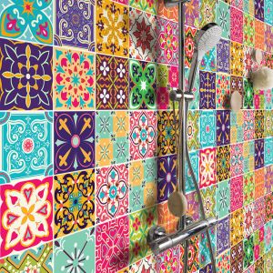 Sticker Mural Carrelage adh&eacute;sif Cuisine Salle de Bain - 30 stickers carreaux de ciment arezzo - 30stickers15x15cm