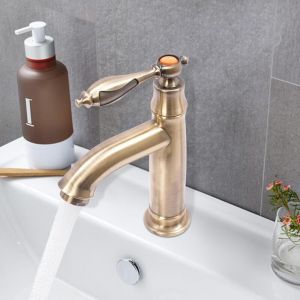 Robinet en or, robinet en laiton antique, ventilateur d'&eacute;conomie d'eau, corps en laiton, robinet d'eau froide pour salle de bain jardin toilettes