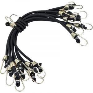 Tendeur Elastique avec Crochet, 10 Pcs 25cm Sangles de Rangement Robustes, Universels Tendeurs Sandow, pour V&eacute;los Et Tentes, Noir