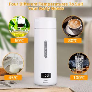 500ML Mini Bouilloire portable Electrique de Voyage, 4 Temperatures Bouilloire Electrique, Acier inoxydable 304 avec Brosses et sacs, Tasse de