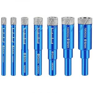 Forets M&egrave;ches diamant, Coffret 7 M&egrave;ches Foret Diamant Jeu de forets pour carrelage Foret &agrave; m&eacute;tau, 5/6/8/10/12/14/16mm - pour Carrelage C&eacute;ramique Gr&egrave;s
