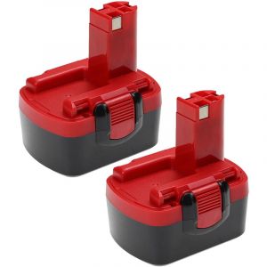 2x Batterie compatible avec Bosch pdr 14.4V/N, pks 14.4V, psb 14, psb 14.4V, psr 14.4, psr 14.4/N, pli 14 outil électrique (2000 mAh, NiMH, 14,4 v)