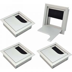 Choyclit - 80x 80mm Cache-conduit de câble carré pour organisateur de cordon de bureau encastré pour meubles Aluminium anodisé argent Cache-câble