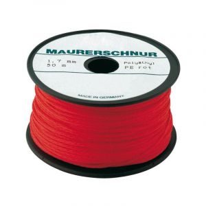 Overmann - Cordeau de maçon, polyéthylène, Couleur : rouge, Long. 50 m, Résistance mécanique env. 30,0 kg, ø : 1,7 mm