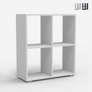 Biblioth&egrave;que basse blanche et grise bureau chambre d'enfants Arkus - Blanc