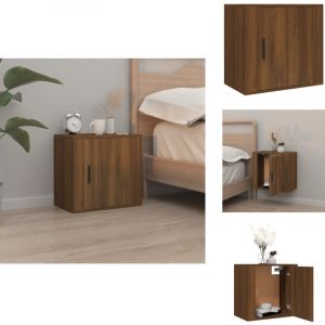 Table de chevet murale Ch&ecirc;ne marron 50x30x47 cm - Table De Chevet Murale - Meuble De Chambre - Table De Nuit - &Eacute;tag&egrave;re Murale - Rangement Mural