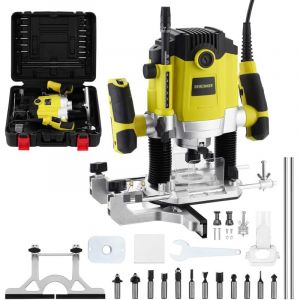 D&eacute;fonceuse &agrave; Bois 1800W 10000-26000RPM DEWINNER, 3 Pinces de 6/8/12 mm, D&eacute;fonceuse Affleureuse &eacute;lectrique avec Set de 12 Fraises &agrave; D&eacute;foncer, 7