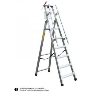 Escabeau aluminium Q60 avec rampes &ndash; 6 &agrave; 13 marches - Hauteur de plateau 2,76m - 12 marches - Facal