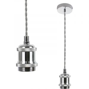 ZMH - Suspension de lampe vintage E27 chromée avec câble de 1,3 m - Edison industriel avec baldaquin, balançoire singe en cuivre - Idéale pour salon,