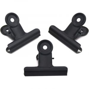 3 Pi&egrave;ces Pince &agrave; Dessin en M&eacute;tal 51mm, Pince Bouledogue en Acier Inoxydable pour Document, Photo, Bureau, Domicile (Noir)