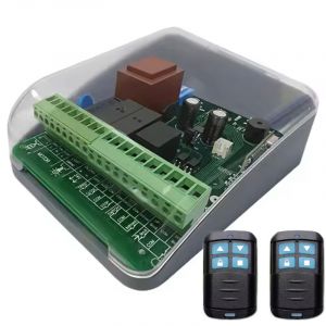 Carte de commande récepteur universel ETTROGATE 433Mhz DC 12-24V 2CH relais Porte de garage Ouvre-portail volet roulant avec 2 télécommandes prêtes à
