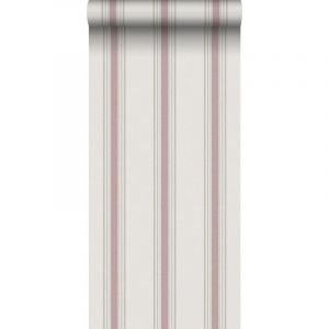 Sanders&sanders - papier peint &agrave; rayures rouge et gris