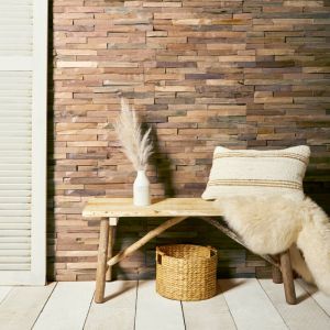 Plaquette de parement mural d&eacute;coratif en bois FSC - 1&ndash;1,8 x 18 x 49,5 cm - Lot de 6 - Aspect Rustique