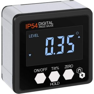Inclinomètre Numérique Magnétique LCD Inclinomètre Digital Portable Inclinomètre Niveau avec Rétro-Eclairage IP54 Etanche avec Piles et Manuel